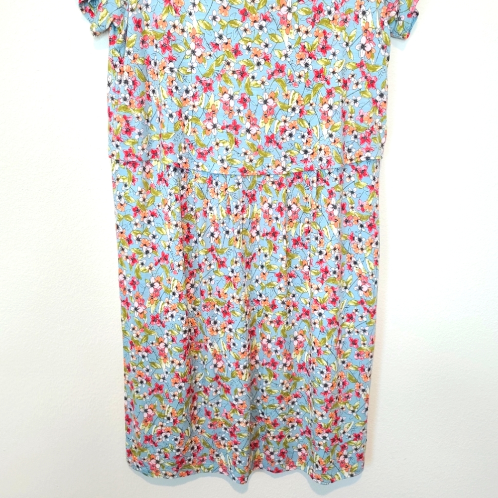 J.JILL Floral Blutint Spring Jersey Layered Dress - Picture 4 of 11